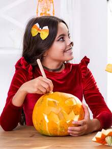 2 件女孩万圣节发饰，万圣节蝴蝶结糖果蝴蝶结儿童发夹，糖果玉米发饰万圣节派对礼服发饰，青少年女孩儿童节日礼物 - 彩色 - 查看 6