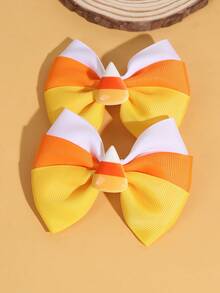 2 件女孩万圣节发饰，万圣节蝴蝶结糖果蝴蝶结儿童发夹，糖果玉米发饰万圣节派对礼服发饰，青少年女孩儿童节日礼物 - 彩色 - 查看 4