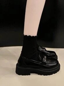 Women Loafers, Slip-On Platform Chunky Heel Penny Loafers For Women, Comfortable Women Business Casual Shoes - Grey - View 10