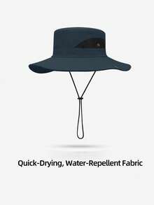 1 pieza Sombrero para hombre para exteriores con protección UV, malla transpirable, disipación de calor, tela impermeable de secado rápido, cordón ajustable con botón, para pesca, montañismo y pescador - A - Ver 13