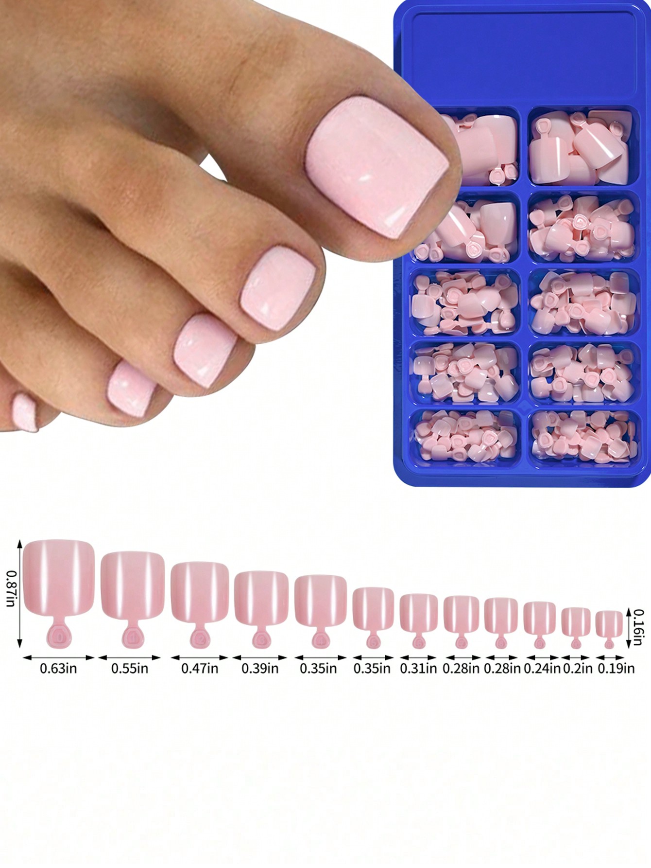 100 Pieces 12 Sizes Short False Nails Glossy Press On Toe Nails Short Square False Nail Solid Color Full Cover Square Fake Nails Colorful Artificial Nail Tips For DIY Nail (Classic Pink Colors)