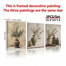 Set de 3 lienzos de arte moderno y vintage sin marco con rama de olivo - Perfecto para decoración de sala de estar y dormitorio, arte de pared, póster