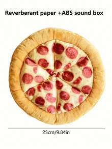 毛绒披萨形状宠物吱吱叫玩具由聚酯纤维制成，可发出声音 - 橘色 - 查看 2