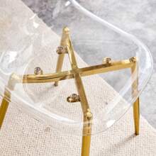 MUUOKY Dining Chairs Set Of 6 Armless Crystal Clear Dining Chairs Modern Plastic Kitchen Chairs,Accent Ghost Chairs With Golden Metal Legs For Kitchen,Dining Room,Living Room,Transparent - 金色 - 查看 5