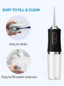 1 pièce Irrigateur oral portable Hydropulseur dentaire rechargeable USB, jet d'eau 220 ml, 4 buses, 3 modes - Rose