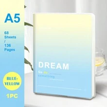 1pc, B5/A5, 136pages, Waterproof Soft PP Cover Notebook, Colorful Minimalist Diary Notebook, Lined Journal, Ideal For Office, Home, School Note Taking.