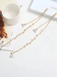 1 Pair Adjustable Bra Straps With Metal Pearl Chain