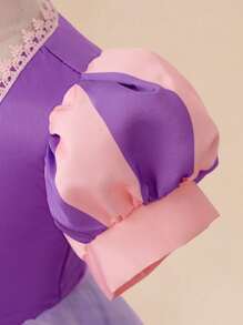 Váy công chúa vải tuyn tay bồng màu tím cho bé gái, thích hợp cho tiệc nhập vai - Màu tím - Xem 5