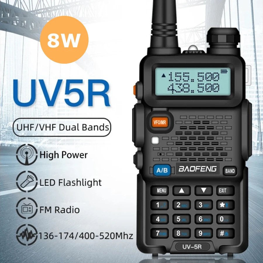 Baofeng Baofeng Walkie-Talkie UV-5R 8W Dual-Band Zwei-Wege-Funk VHF UHF FM Radio Handfunkgerät