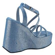 Women's Denim Platform Sandals Strappy Open Toe Ankle Strap Wedge Heeled Sandals High Heels Comfort Casual Summer Beach Vacation Shoes - Màu xanh lam - Xem 3