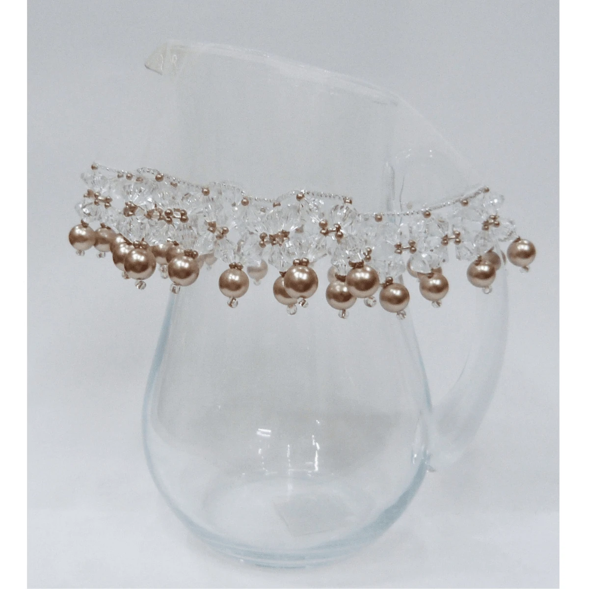 Organza Jar Cover Embroidered With Rhinestones Rose Gold Color 20 Cm Laser Cut Does Not Fray Table Setting - 乾枯玫瑰色 - 查看 1