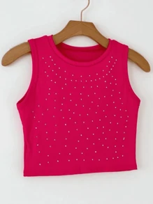 CROPPED STRASS WOMEN'S FASHION - Màu Hồng Tươi - Xem 2
