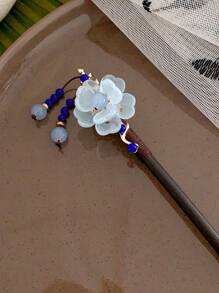 复古花朵流苏发簪，中式木质发簪，适合女性户外、旅行、摄影、度假、圣诞节、节日礼物、头部饰品、女士发饰 - 彩色 - 查看 5