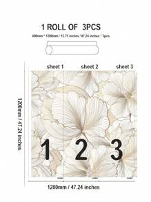 SUPSTICKER 3 pezzi Adesivi murali decorativi in carta da parati impermeabile e resistente all'umidità, con motivi astratti a texture floreale e vegetale, adatti per camera da letto, soggiorno, sala da pranzo, come decorazione primaverile per rinnovare la casa, come sticker regalo per feste, compleanni, lauree. Dimensioni: 1 set da 3 pezzi da 120x40cm