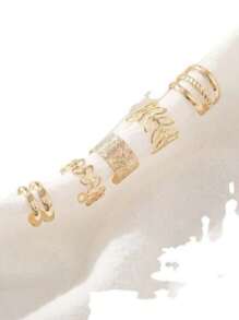 5 件时尚欧美风格简约镂空 C 形耳夹耳环，无穿孔设计 - 蝴蝶型 - 查看 5