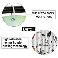 1 件/4 件万圣节浴室装饰套装：南瓜和扫帚浴帘、枫叶浴室垫、蜘蛛网马桶盖、防滑 U 型垫、防水浴室隔断帘、秋季主题家居装饰、万圣节礼物包括 12 个 C 形挂钩，70.8 英寸 X 70.8 英寸 - 彩色 - 查看 5