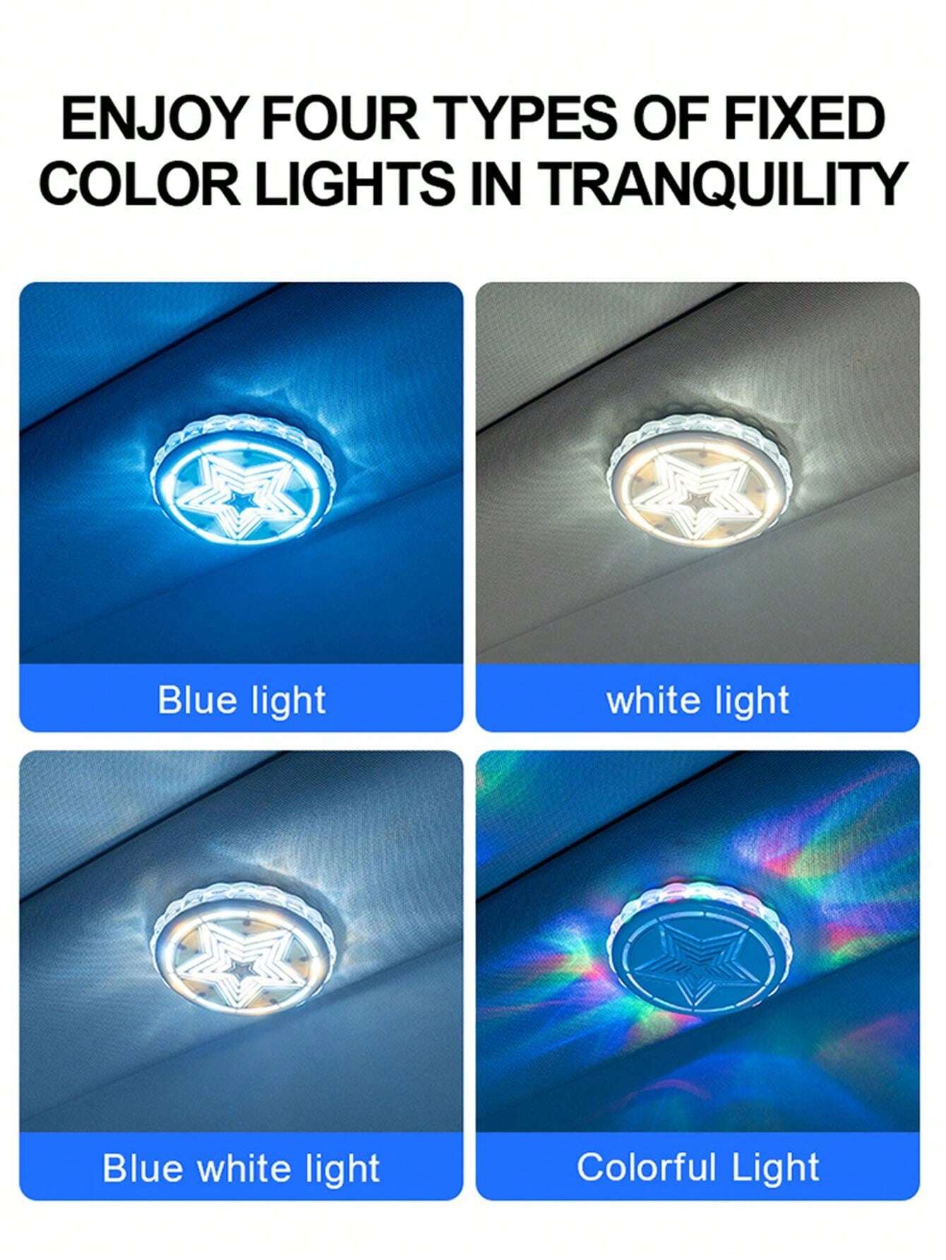 1pc Easy Install Car Ceiling Interior Ambient Light, LED Multicolor