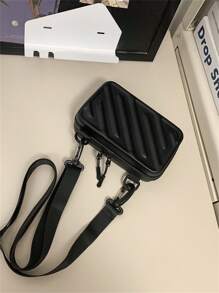 Túi hộp có cấu trúc màu trơn dành cho nam, Túi đeo chéo có dây đeo vai có thể điều chỉnh, Túi đeo chéo đại học mùa thu Giáng sinh Quà tặng Túi hét Quà tặng Giáng sinh mùa đông Lễ tạ ơn Ví du lịch Túi tote ngày lễ Túi đeo chéo vuông tối giản mát mẻ Túi đeo chéo Túi dán nhãn Mùa hè Trở lại trường Quà tặng Valentine Túi đeo vai Túi nghỉ mát Gói đồ dùng học tập mùa xuân - màu đen - Xem 8