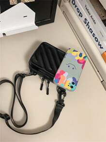 Túi hộp có cấu trúc màu trơn dành cho nam, Túi đeo chéo có dây đeo vai có thể điều chỉnh, Túi đeo chéo đại học mùa thu Giáng sinh Quà tặng Túi hét Quà tặng Giáng sinh mùa đông Lễ tạ ơn Ví du lịch Túi tote ngày lễ Túi đeo chéo vuông tối giản mát mẻ Túi đeo chéo Túi dán nhãn Mùa hè Trở lại trường Quà tặng Valentine Túi đeo vai Túi nghỉ mát Gói đồ dùng học tập mùa xuân - màu đen - Xem 3