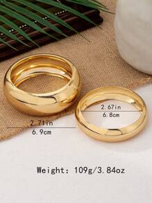 2pcs Exaggerated Vintage Style Gold Tone Bangle Bracelets For Women, Suitable For Party, Date, Holiday Occasions, Gift Accessories