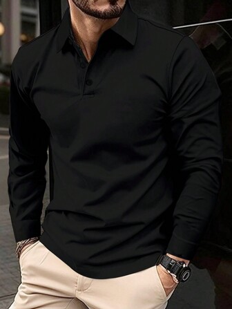 Men's Long Sleeve Golf Polo Shirt, Autumn, Fall
