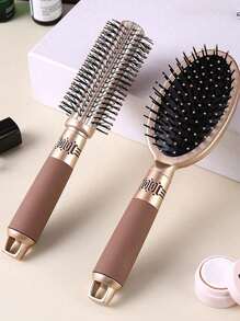 1 件/3 件发刷套装，包括气垫刷、造型刷、剪发刷、卷发刷、按摩刷、耙刷、宽齿梳、细齿梳、尾梳、挑梳、滚筒刷、圆刷、桨刷、平顶刷、洗发刷、刘海刷、按摩工具、易于管理、塑料梳、吹干和拉直、椭圆形发刷 - 彩色 - 查看 9