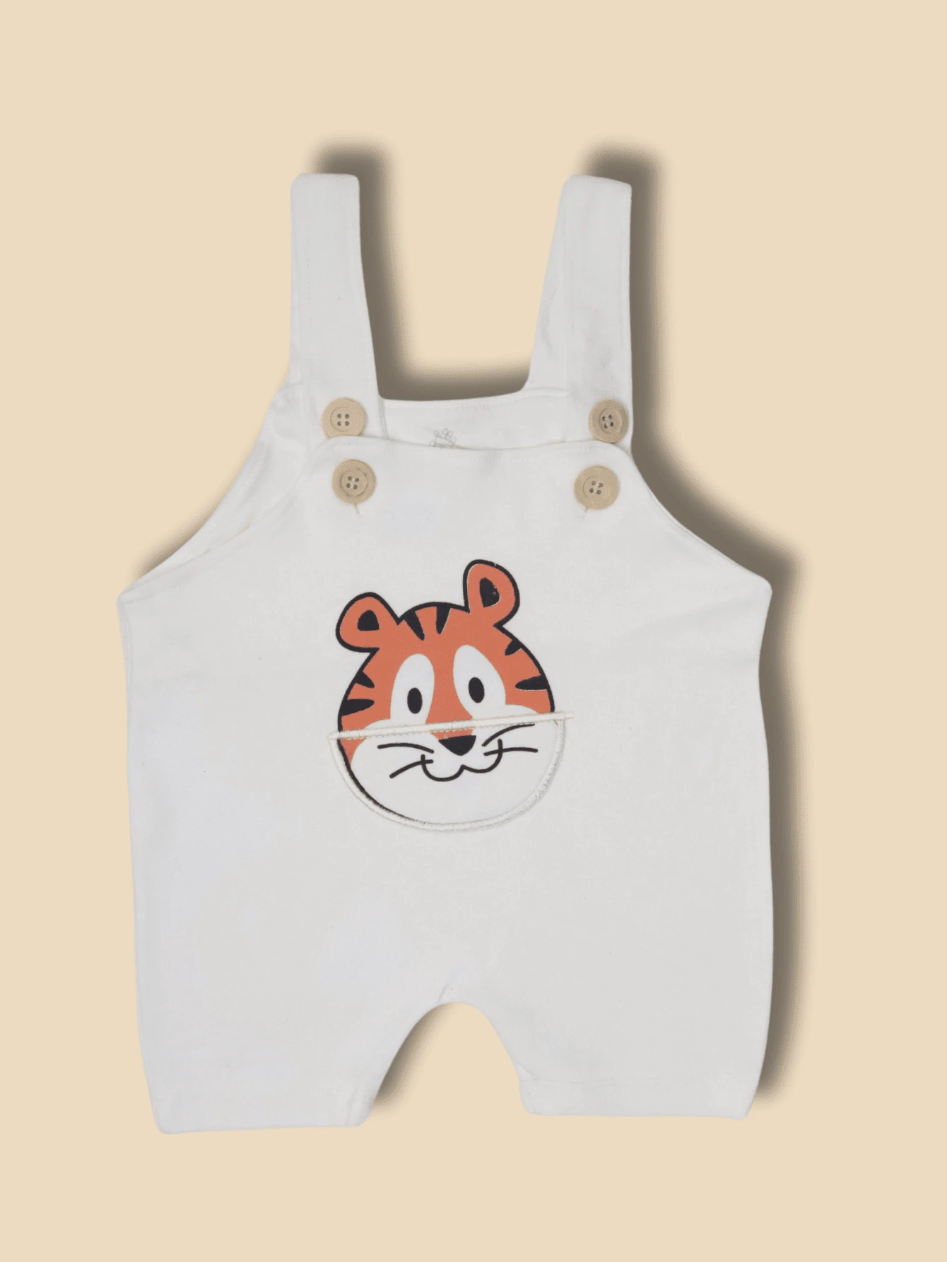 GIRL Overalls Baby Romper With Animated Print 100% Cotton - Màu be - Xem 1