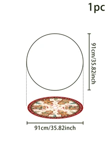 1pc Christmas Tree Skirt, Vintage Gingerbread Man Design, Suitable For Christmas Tree And Table Decor - Multicolor - View 5