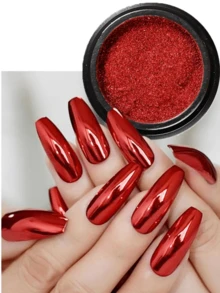6 件装 Y2K 闪亮指甲粉，金属色指甲凝胶抛光镀铬薄片美甲闪光粉装饰 - 彩色 - 查看 4