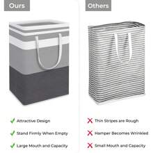 Oaoleer 2pcs Large Laundry Basket, Waterproof, Freestanding Laundry Hamper, Collapsible Tall Clothes Hamper With Extended Handles For Clothes Toys In The Dorm And Family - 2件-灰色-75L - 查看 3