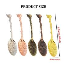 1 pezzo/Set da 3 pezzi Elegante set di cucchiai in metallo, Cucchiaini in stile barocco vintage per caffè, dessert, cucchiaini piccoli, mescolatori decorati, adatti per uso domestico, ristorante, caffetteria, hotel, accessori per la tavola, regalo di Natale