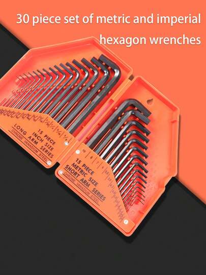30pcs Hex Wrench Set Imperial Metric Combination Hex Key Wrench Set With Storage Case, Tools For Men