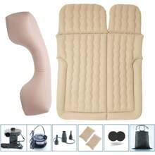 Colchón inflable para SUV, colchón inflable para SUV de 68,9* 51,2 pulgadas, colchón inflable para SUV, cama para acampar que puede soportar 650 libras y con bomba de aire eléctrica, cama de colchón inflable para SUV para camping en coche y viajes por carretera - Beis - Ver 5
