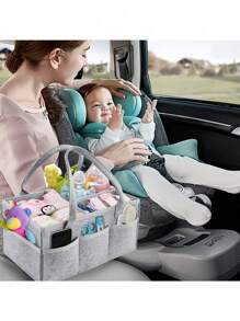 Cesto de almacenamiento de pañales de fieltro, bolsa de pañales para guardería o coche, bolsas de almacenamiento plegables