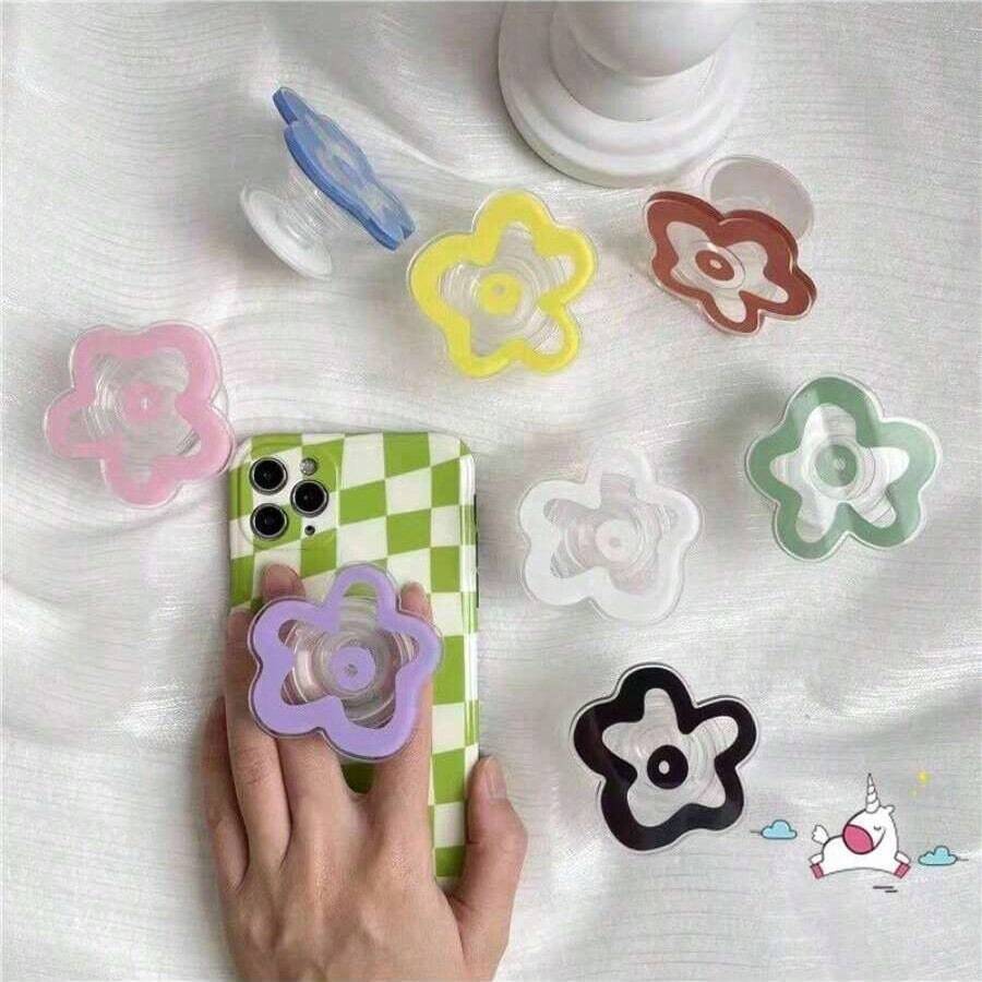 可爱亚克力花朵手机支架，可扩展折叠手机握把支架，背胶手机支架，兼容 、Android 手机，生日、家庭、朋友礼物，推拉式手机握把，手机配件 - 彩色 - 查看 1