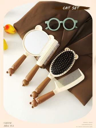 4pcs/Set Animal Shaped TPR Soft Brushes, Includes Rabbit, Cat, Kangaroo Brushes, Massage Your Scalp, Suitable For All Seasons Halloween