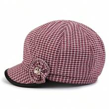 1 件装中老年女士格子帽檐防风报童帽，优雅休闲户外时尚八角帽，适合秋冬季 - 中老年成熟女性報童帽 - 查看 5