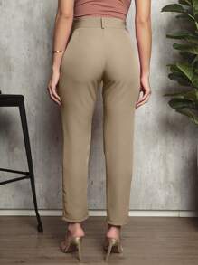 Women's Straight Tailored Trousers With A Straight Hem - 米色 - 查看 3