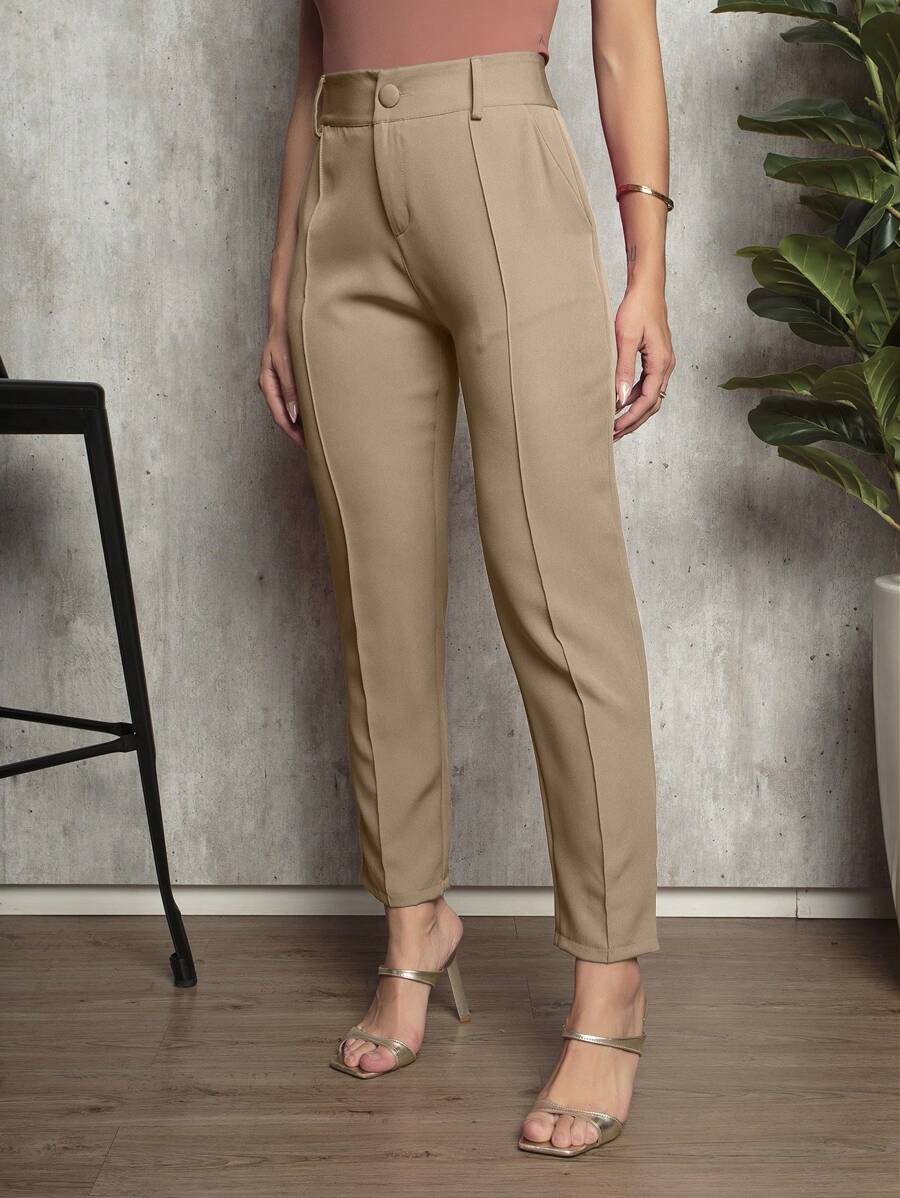 Women's Straight Tailored Trousers With A Straight Hem - 米色 - 查看 1