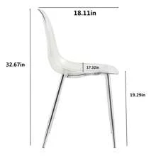 MUUOKY Dining Chairs Set Of 6 Armless Crystal Clear Dining Chairs Modern Plastic Kitchen Chairs,Accent Ghost Chairs With Golden Metal Legs For Kitchen,Dining Room,Living Room,Transparent - 銀色 - 查看 5