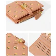 Seagloca Women's Wallet New Sweet Print Cute Short Bi-Fold Wallet For Woman Faux Leather White Water Resistant - 粉色 - 查看 2