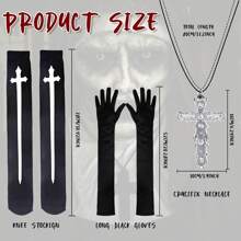 Conjunto de disfraz de monja, incluye medias altas de monja con collar para disfraz de Halloween, disfraz de fiesta de fantasía para mujeres, accesorios de vestuario