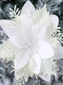 6pcs Artificial Poinsettia Flowers, Fake Christmas Tree Decorative Flowers With Clips And Stems, Easy To Hang, Christmas Atmosphere Decor Flowers, Suitable For Christmas Party, Christmas Tree Decoration, Home Decor, Event Decoration - Multicolor - View 2