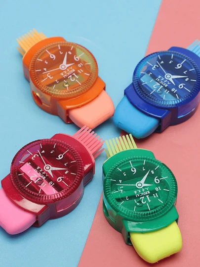 3 合 1 多功能铅笔刀，带橡皮擦和刷子，4 种颜色可选，开学必备物品