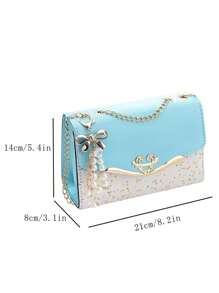 Womens Fashion Cute Pattern Shoulder Bags Romantic Heart Decorate Chain Strap Crossbody Bags For Valentine's Day Gift For Her - 藍色 - 查看 2