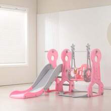 Ximido 4 In 1 Kids Swing And Slide ,Indoor Outdoor Playground For Children Baby Swing Set With Slide, Basketball Hoop For Boys And Girls - 粉色 - 查看 4