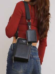Tianci_Tejia 3-Zipper Crossbody Cell Phone Wallet Bag - màu đen - Xem 3