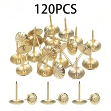 120pcs/Pack 11x17mm Antique Brass Furniture Upholstery Nails, Vintage Style Decorative Tacks For Armchairs, Sofas, Beds, Doors
