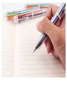 6 Color Ballpoint Pens With Transparent Spring Refills, Retractable Colored Pens Stationery, Student Prizes - Multicolor - View 5