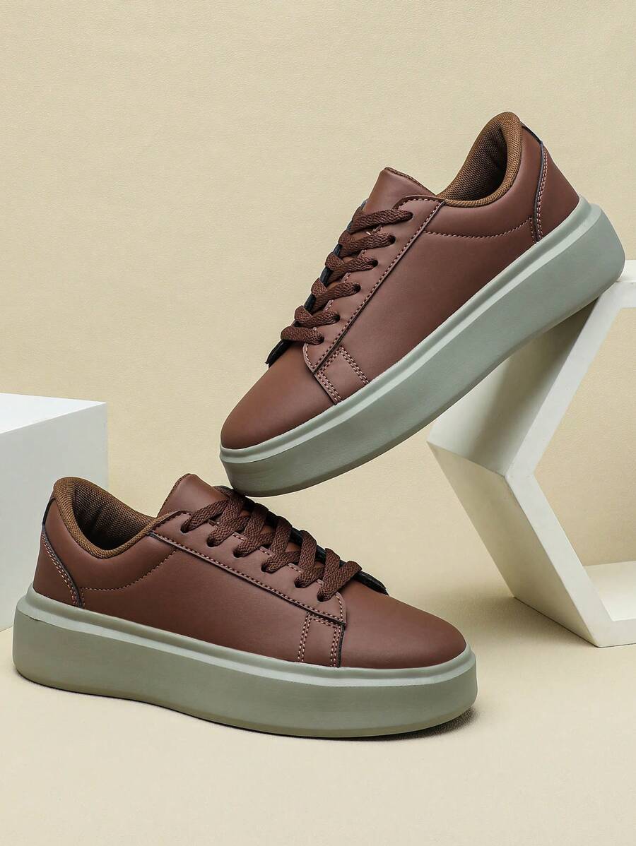 Brown Retro Classic Fashion Breathable Business Commute Walking Shoes, Casual Thick Sole Sneakers, New Year & Valentine's Day Gift, Outdoor Men Shoes